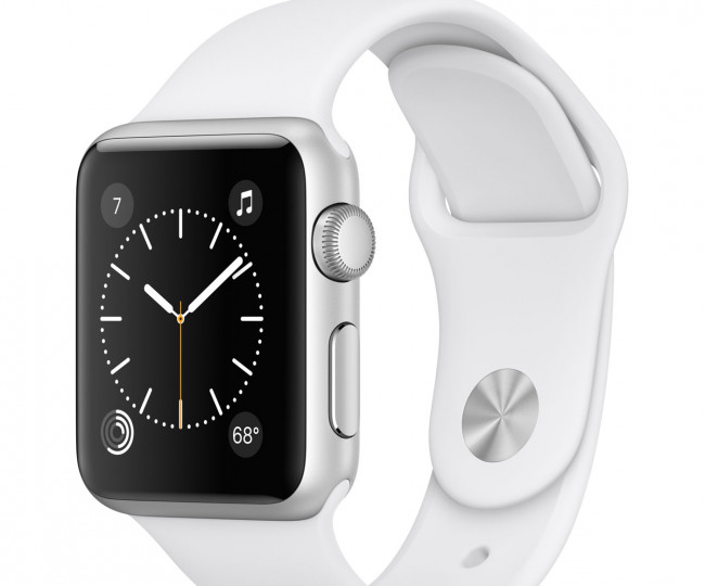 Apple Watch Series 1 38mm Silver Aluminum Case with White Sport Band (MNNG2)